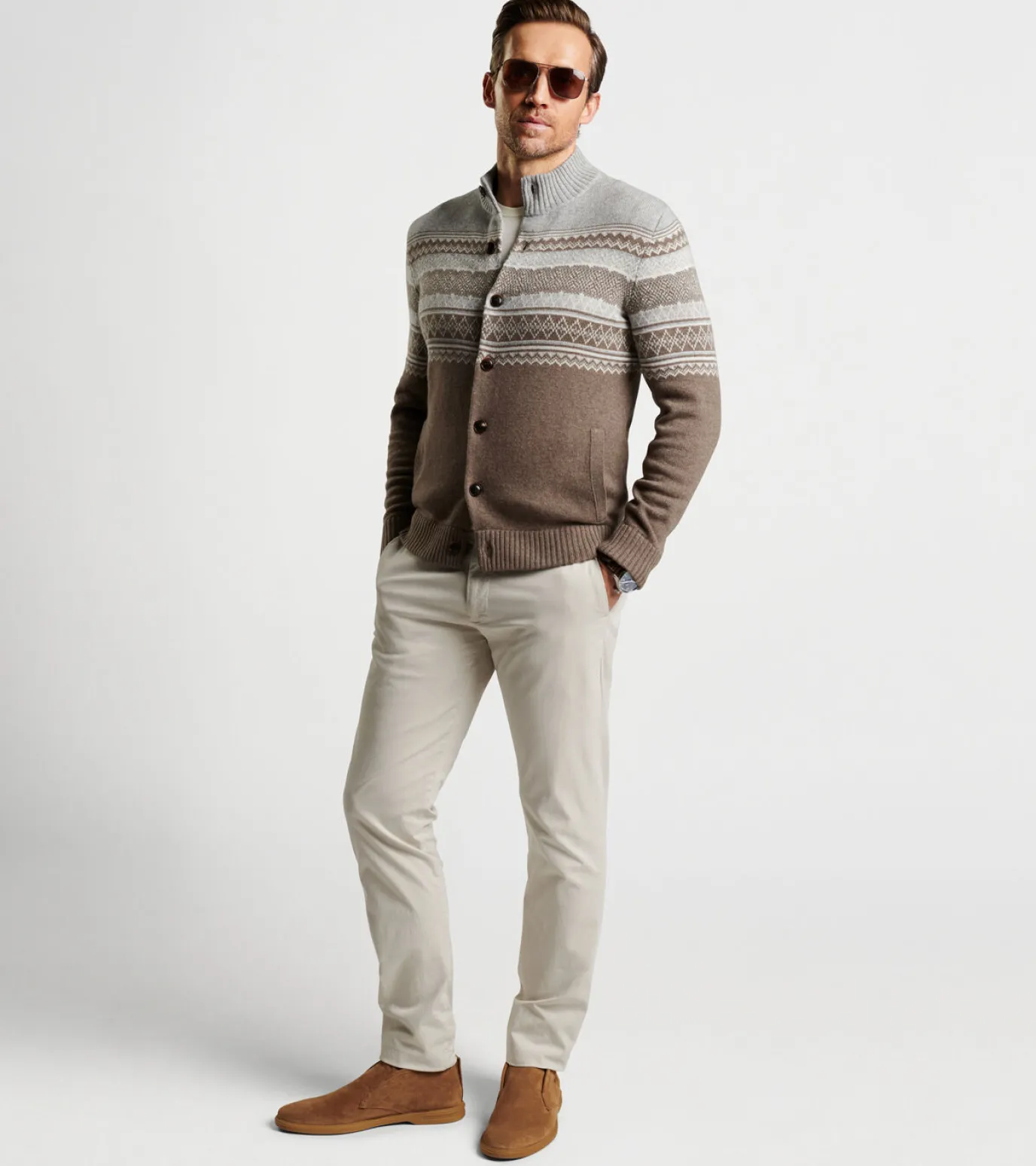 Brunhall Full-Button Fair Isle Cardigan