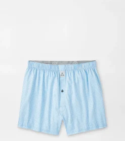 Nebraska Printed Gingham Check Stretch Jersey Boxer