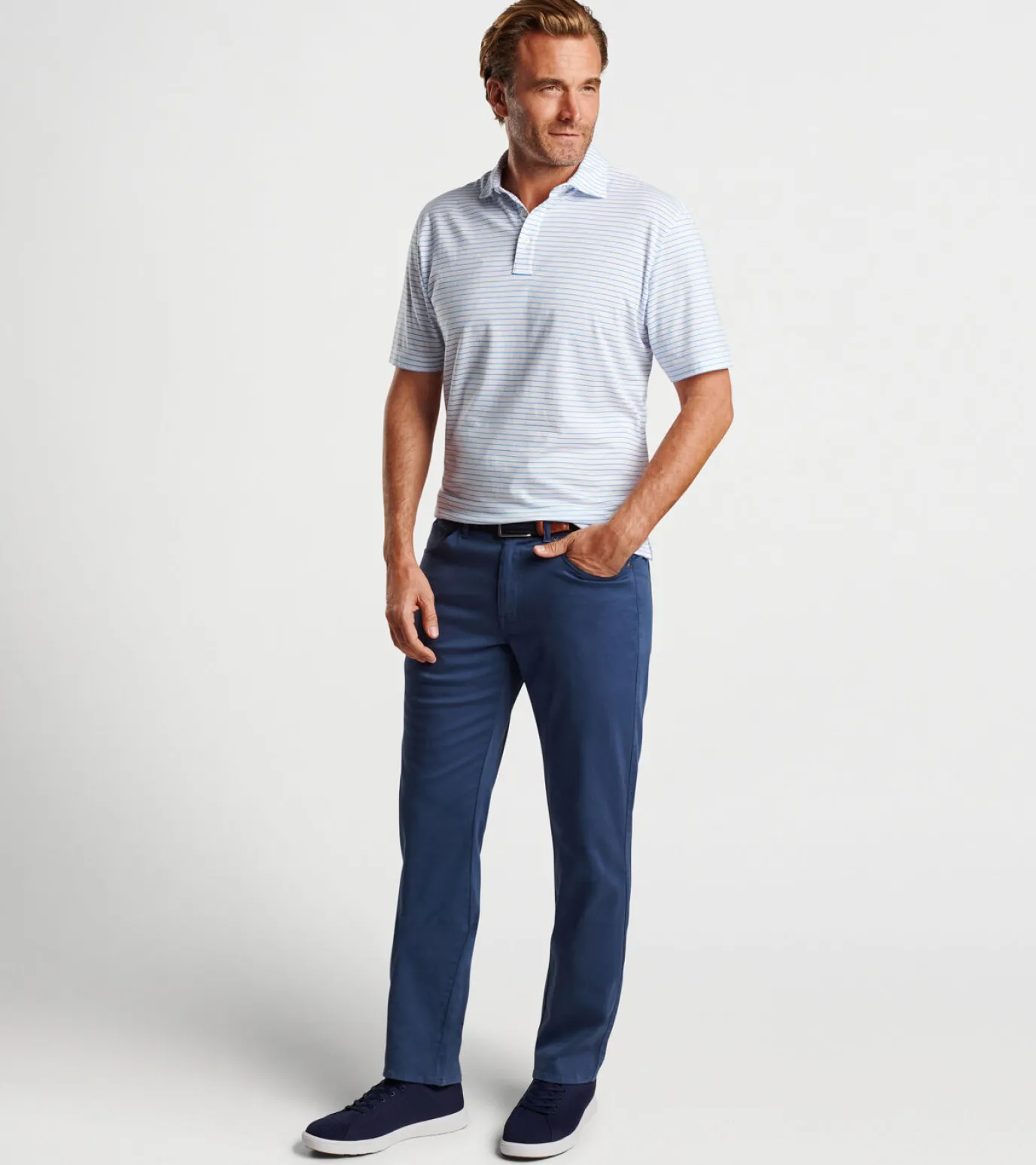 Pilot Mill Cedar Stripe Short-Sleeve Polo