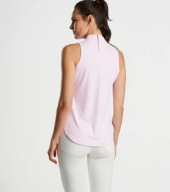 Scottie Herringbone Print Mock Neck Shell