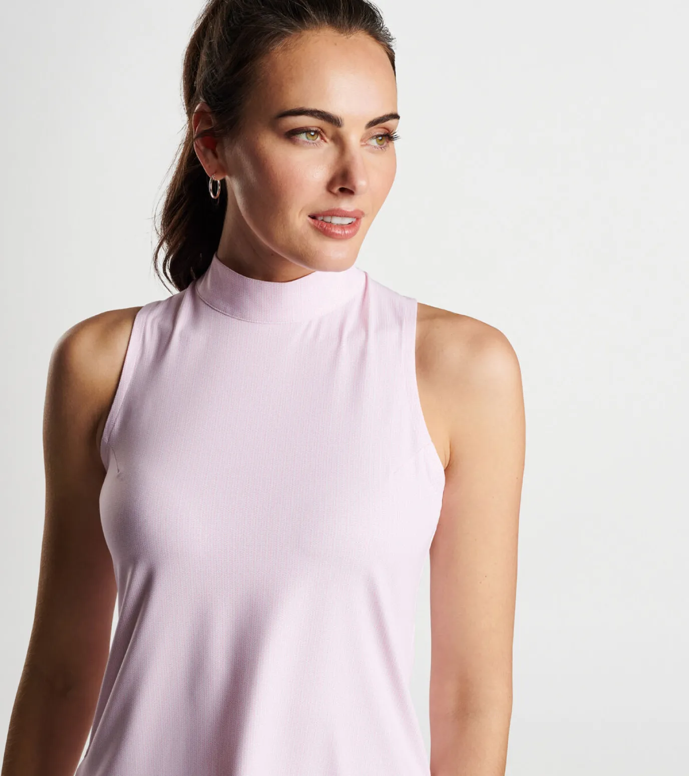 Scottie Herringbone Print Mock Neck Shell